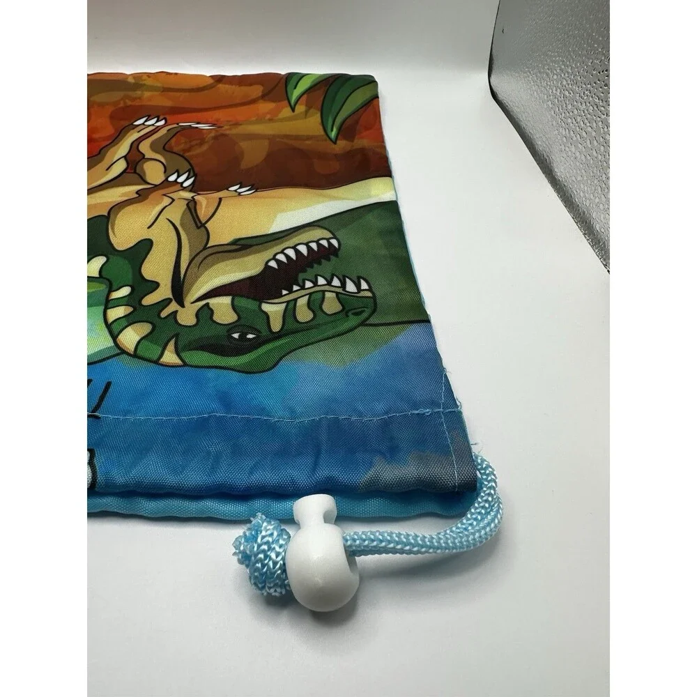 Tyrannosaurus Dinosaur Drawstring Bag – Blue Watercolor T-Rex Design